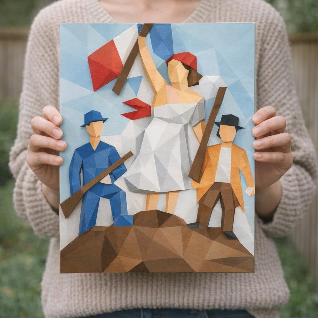 Tableau mural La liberté guidant le peuple en Papercraft 3D