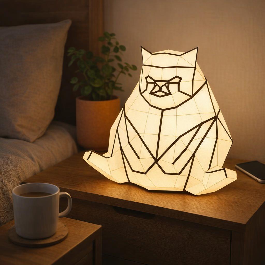Veilleuse chat en papercraft 3D