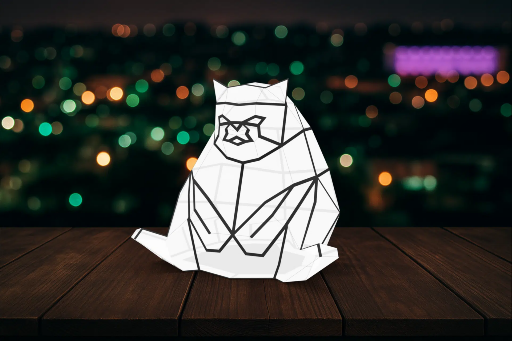 Veilleuse chat en papercraft 3D