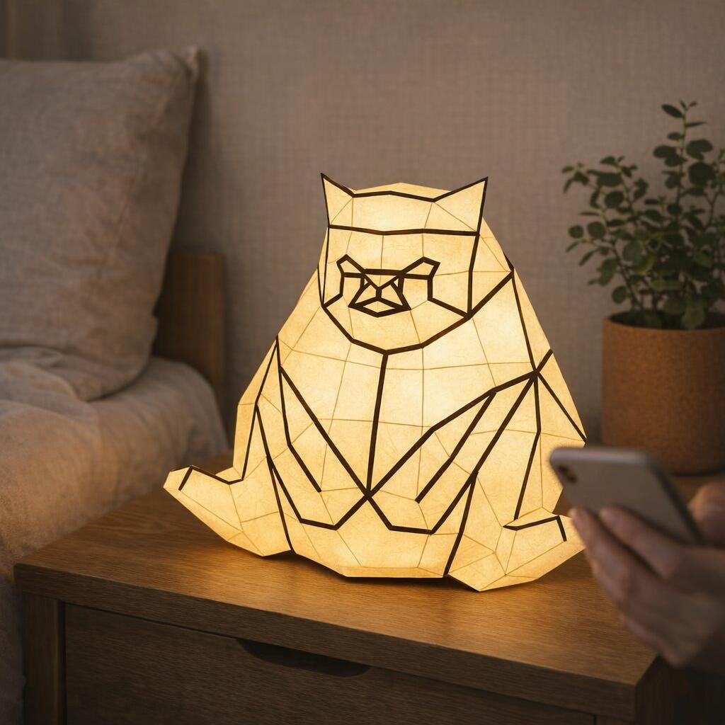 Veilleuse chat en papercraft 3D