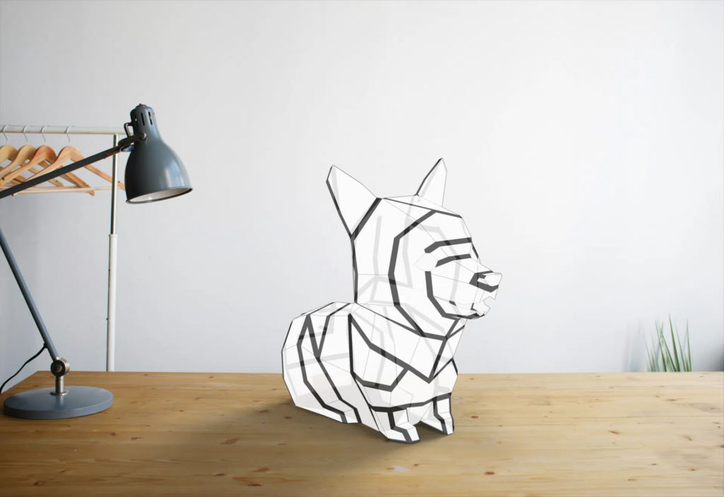 Veilleuse corgi en papercraft 3D