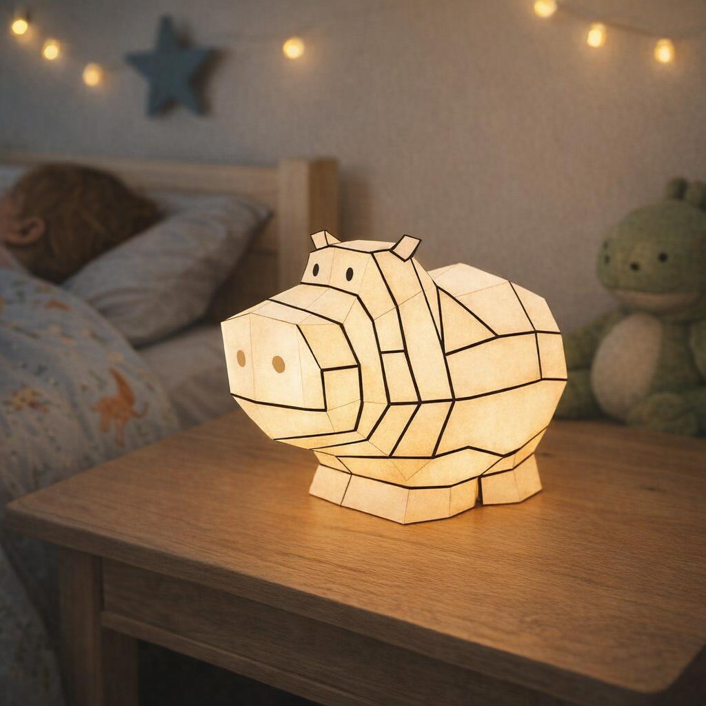 Veilleuse hippo en papercraft 3D