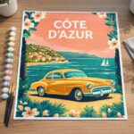 Affiche Vintage Côte d'Azur - Toile roulée