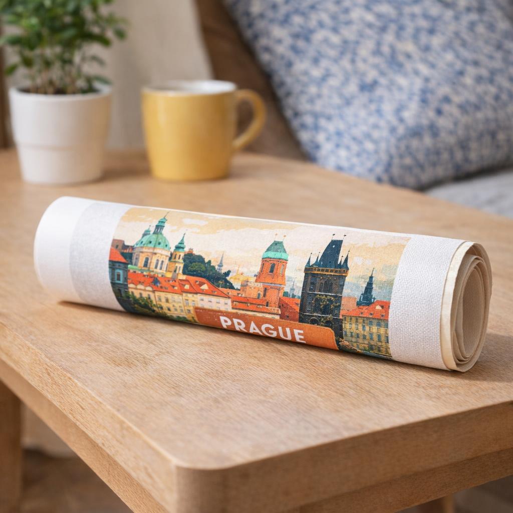 Affiche Vintage Prague - Toile roulée