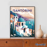 Affiche Vintage Santorin - Toile roulée