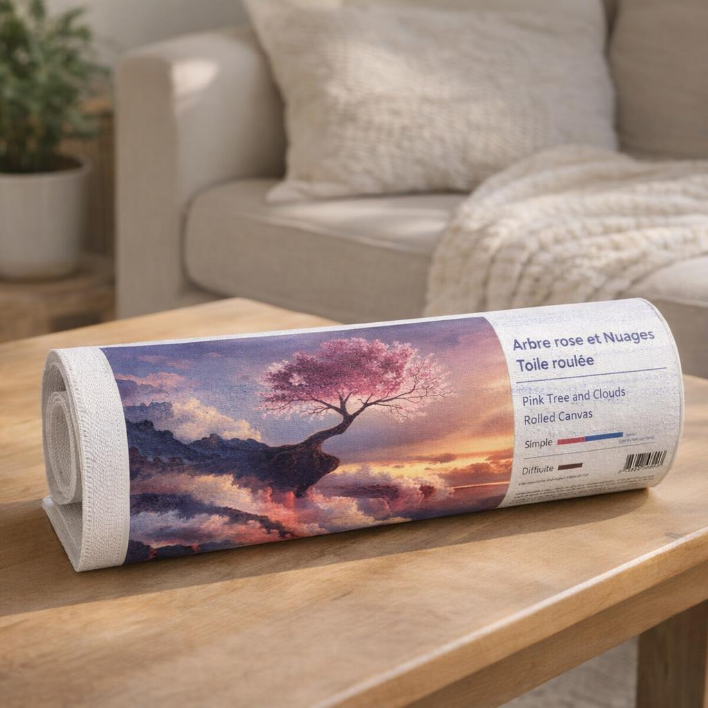 Arbre rose nuages