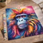 Babouin Coloré Abstrait - Toile roulée