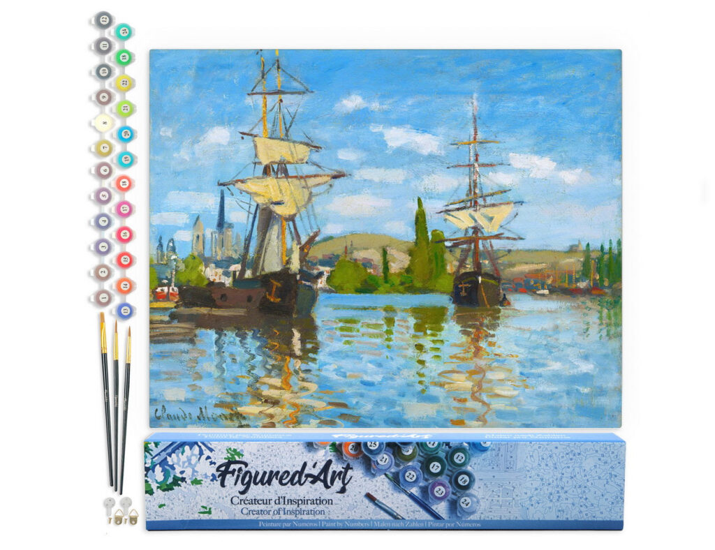 Bateaux Navigant sur la Seine à Rouen - Monet - Toile roulée