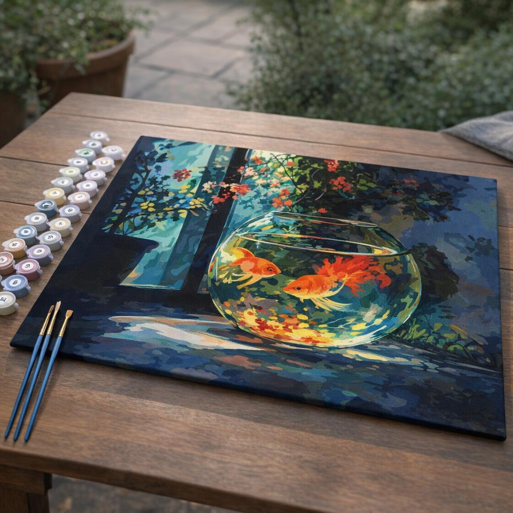 Bocal à poissons ensoleillé - Toile roulée