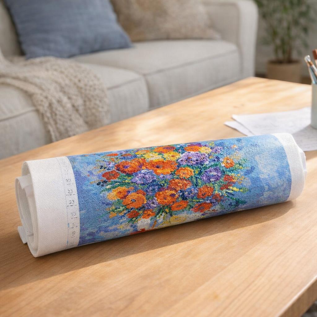 Bouquet orange et violet - Toile roulée