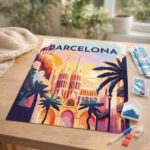 Broderie Diamant - Affiche Poster Barcelone