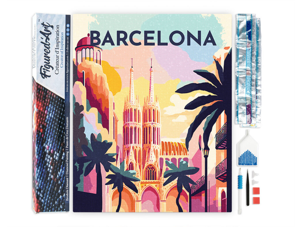 Broderie Diamant - Affiche Poster Barcelone
