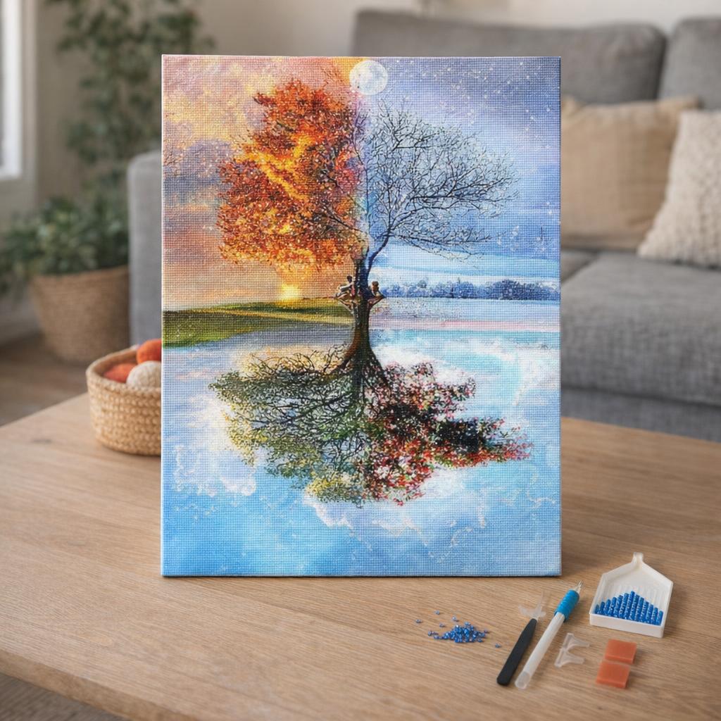 Broderie Diamant - Arbre 4 saisons Classique