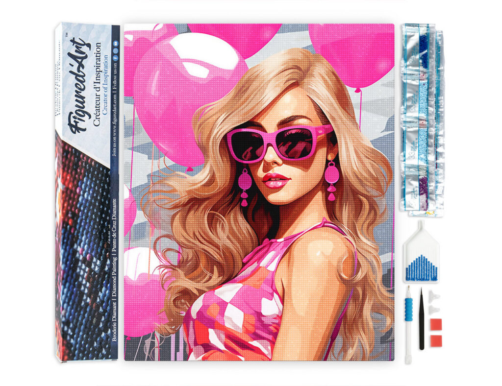 Broderie Diamant - Ballons Roses et Diva