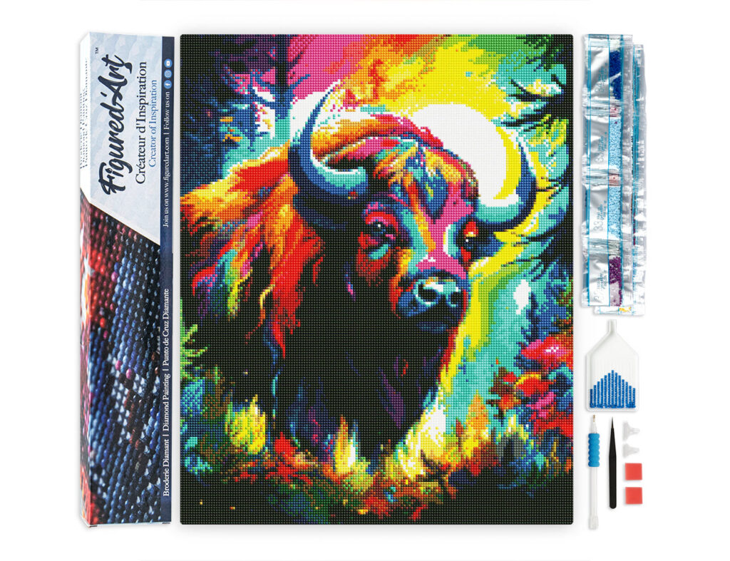 Broderie Diamant - Bison Coloré Abstrait