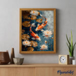 Broderie Diamant - Carpe Koï Vintage et Fleurs