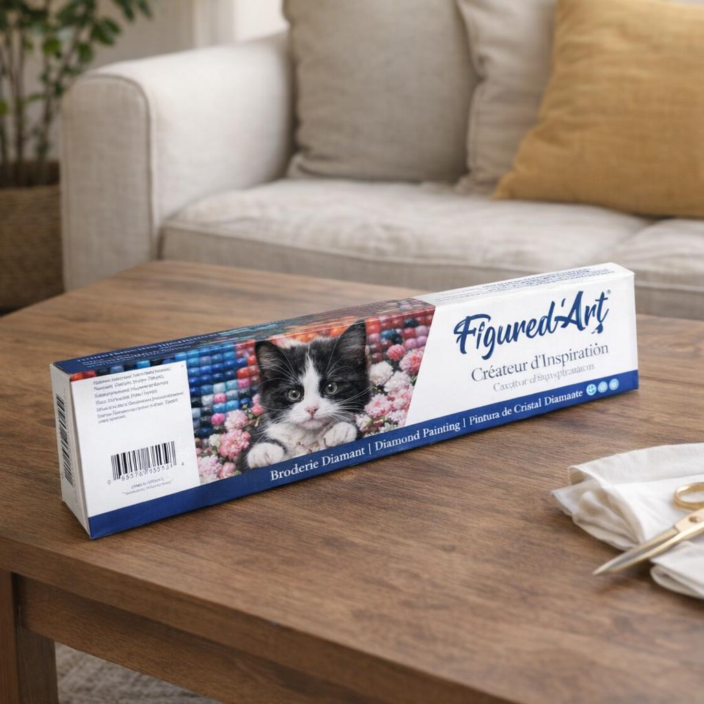 Broderie Diamant - Chat et Fleurs