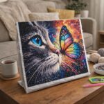 Broderie Diamant - Chat et Papillon coloré