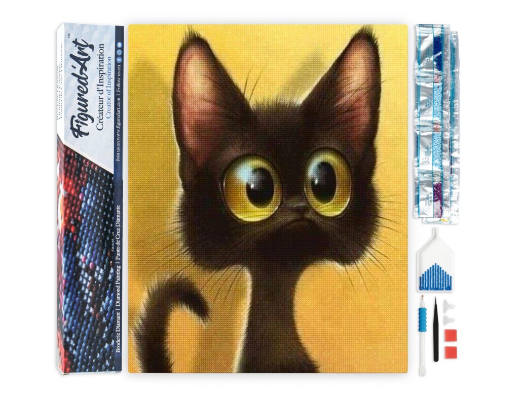 Broderie Diamant - Chat étonné
