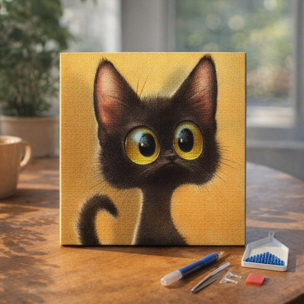 Broderie Diamant - Chat étonné