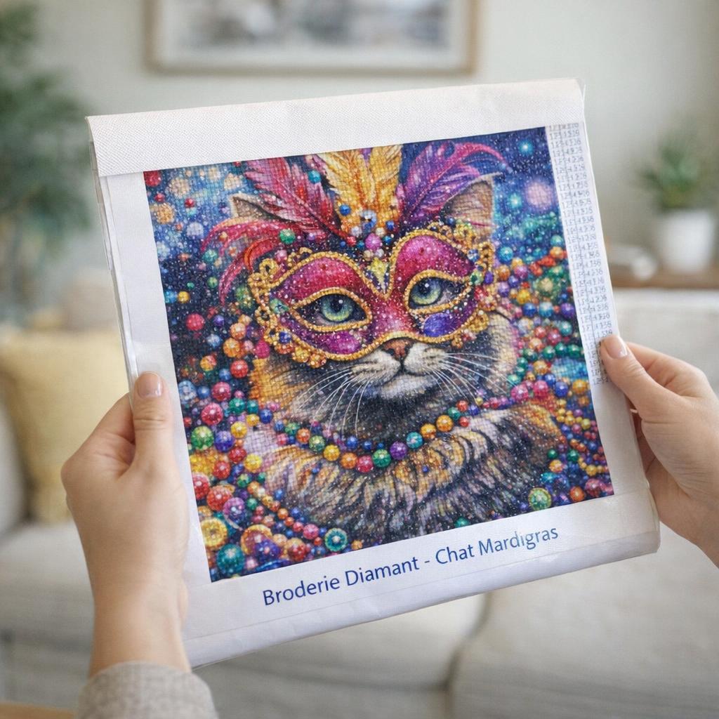 Chat Mardigras Broderie Diamant