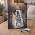 Broderie Diamant - Chat Reflet dans la Ville