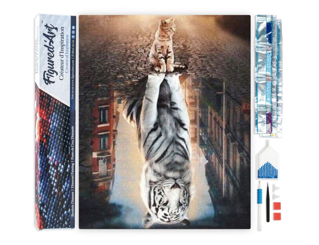 Broderie Diamant - Chat Reflet dans la Ville