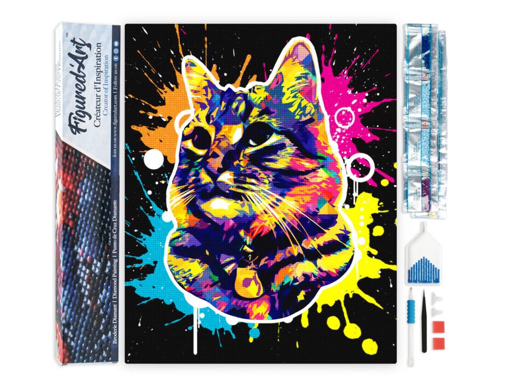 Broderie Diamant - Chat Splash Pop Art