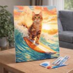 Broderie Diamant - Chat surfeur
