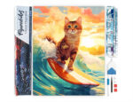 Broderie Diamant - Chat surfeur