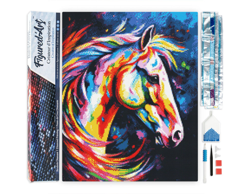 Broderie Diamant - Cheval Coloré Abstrait