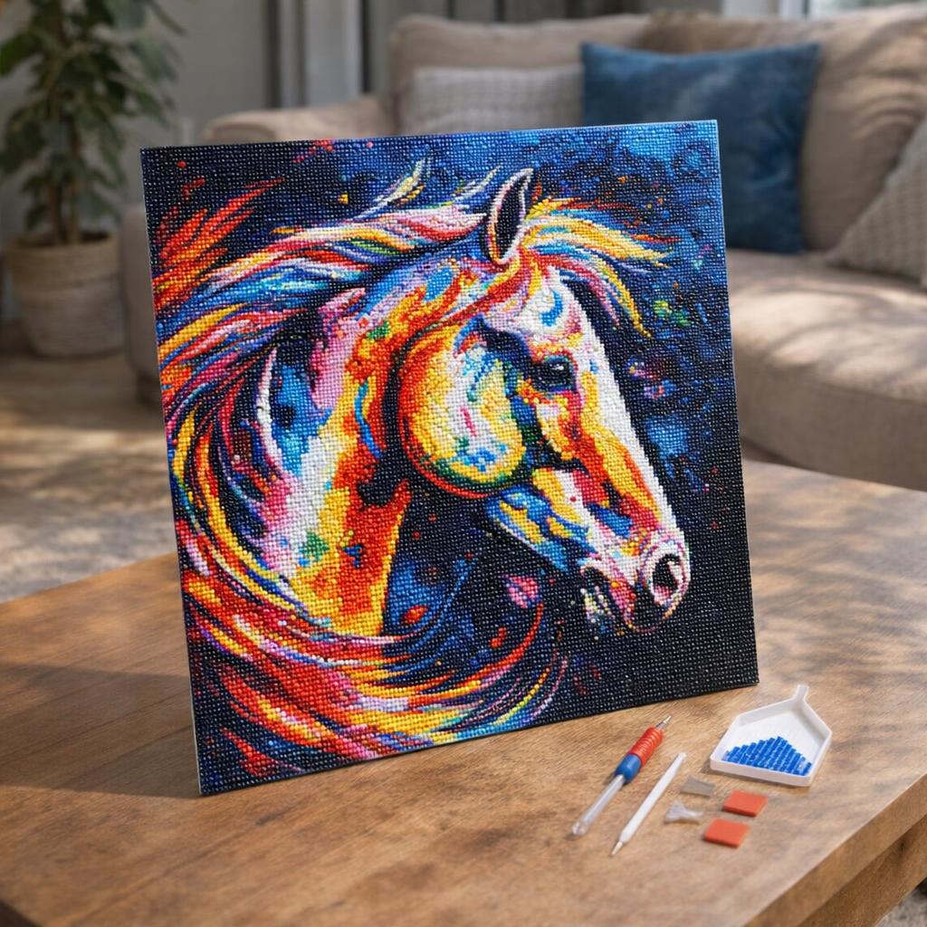 Broderie Diamant - Cheval Coloré Abstrait