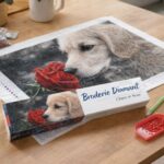 Broderie Diamant - Chien et Rose