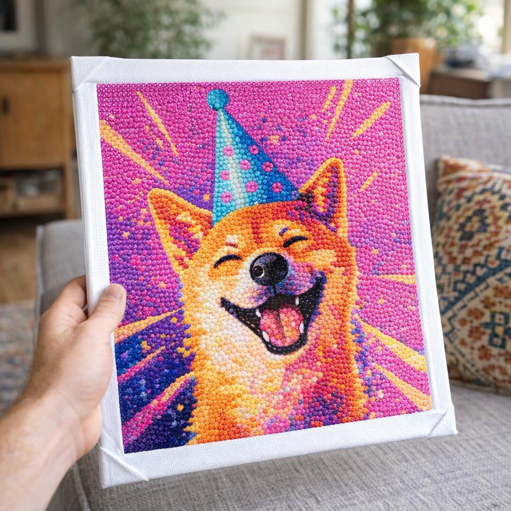 Broderie Diamant - Chien souriant pop art