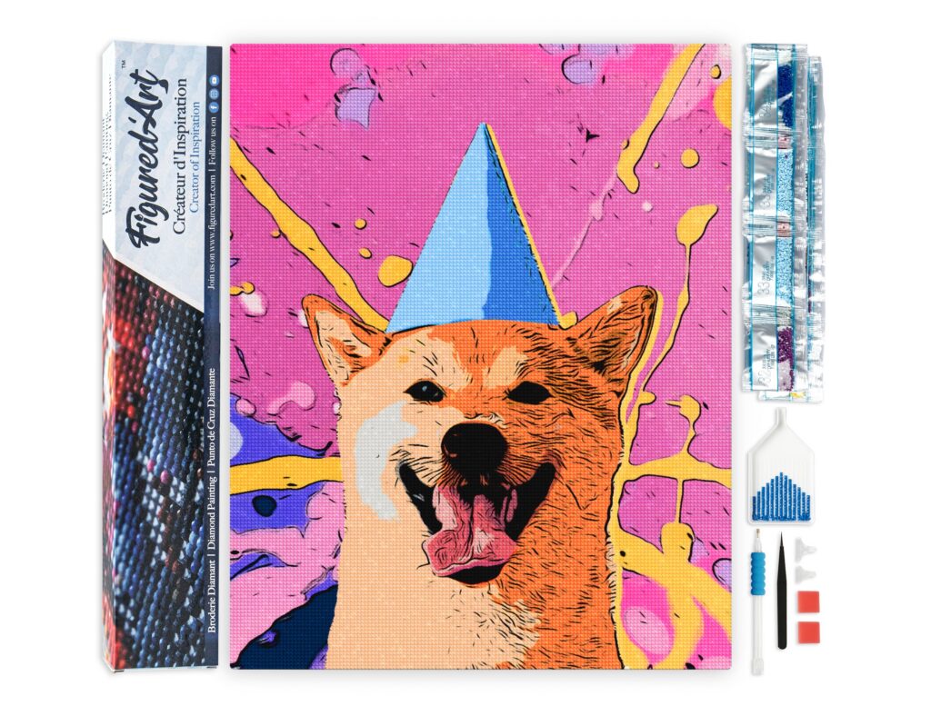 Broderie Diamant - Chien souriant pop art