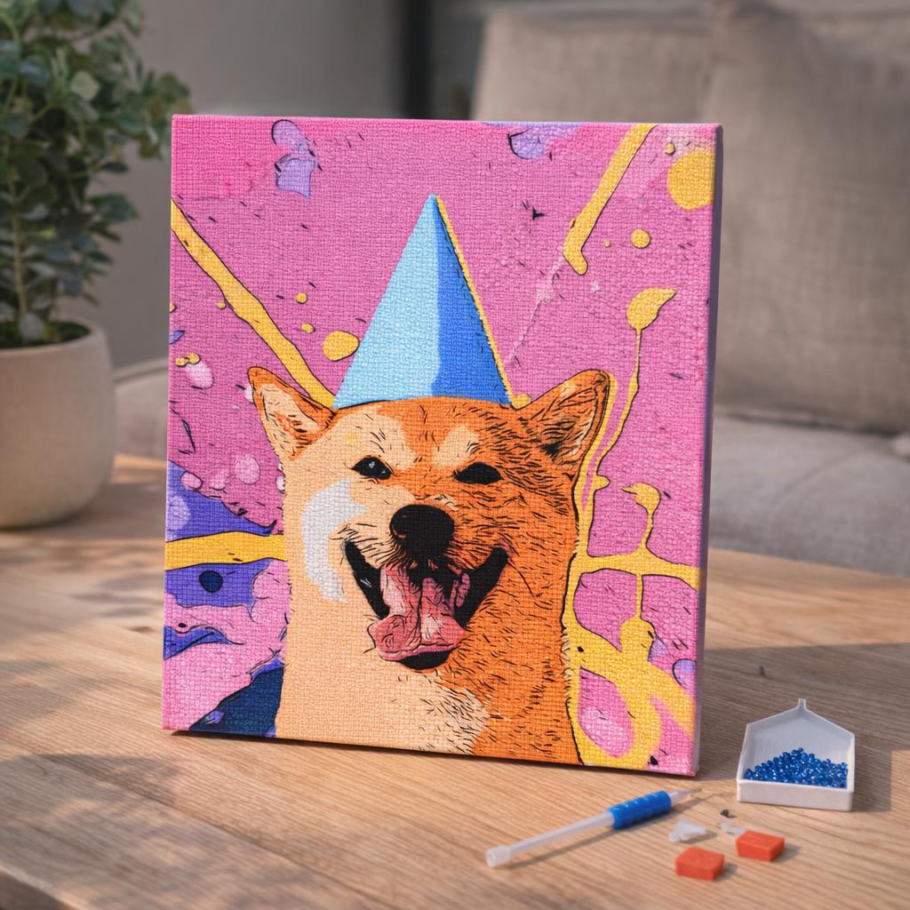 Broderie Diamant - Chien souriant pop art