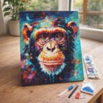 Broderie Diamant - Chimpanzé Coloré Abstrait