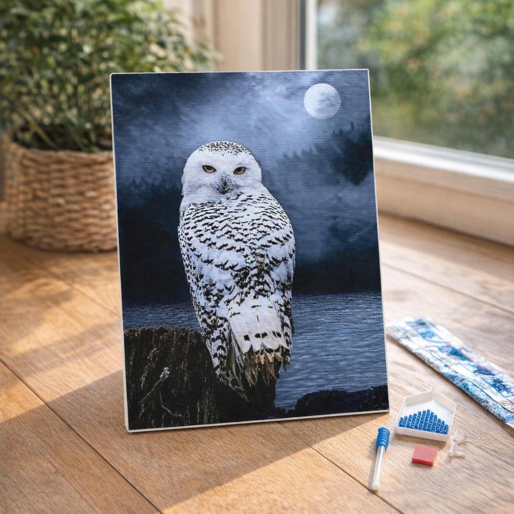 Broderie Diamant - Chouette Blanche