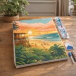 Broderie Diamant - Club de plage au coucher du soleil