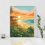 Broderie Diamant - Club de plage au coucher du soleil