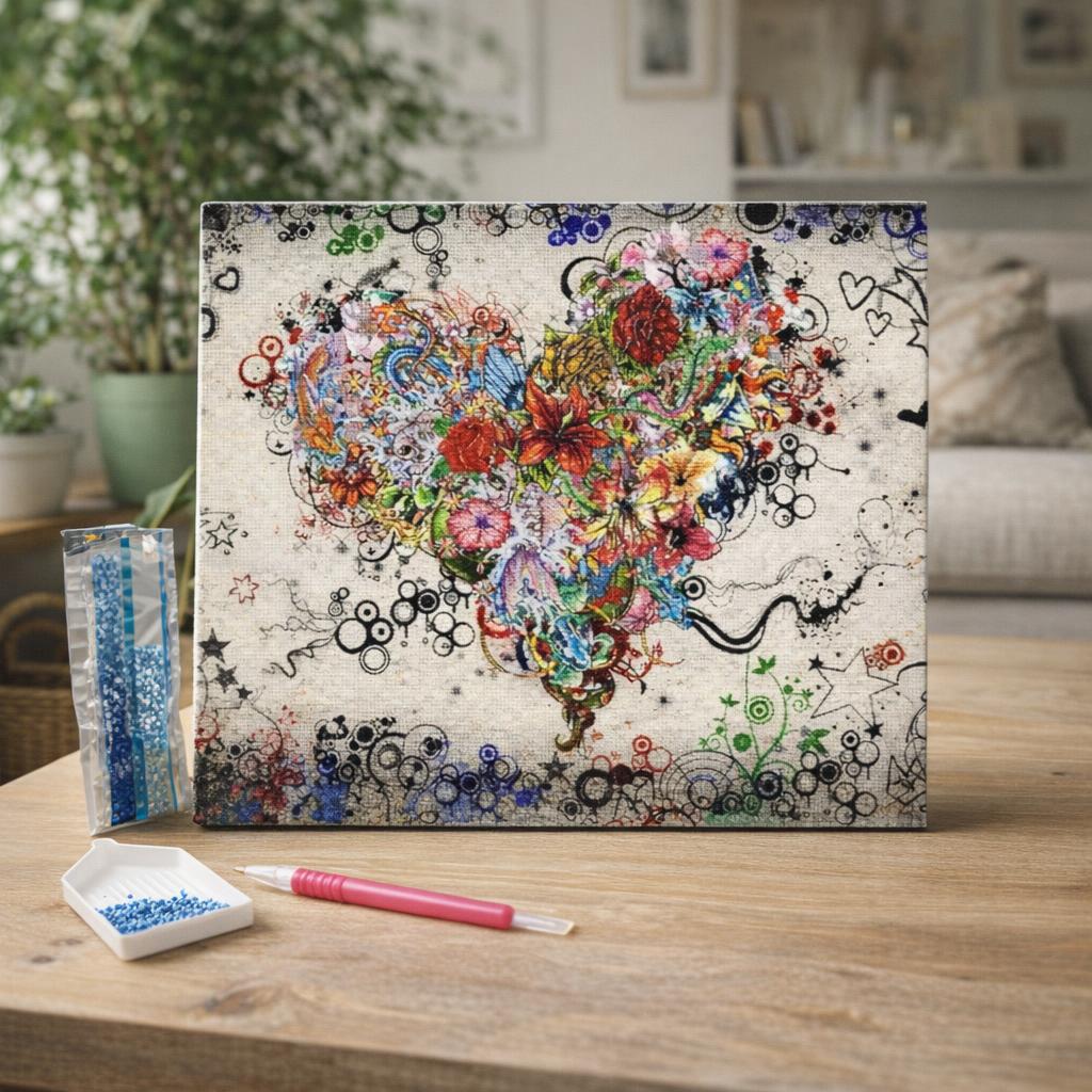 Broderie Diamant - Coeur Graffiti