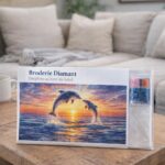 Broderie Diamant - Dauphins au lever du Soleil