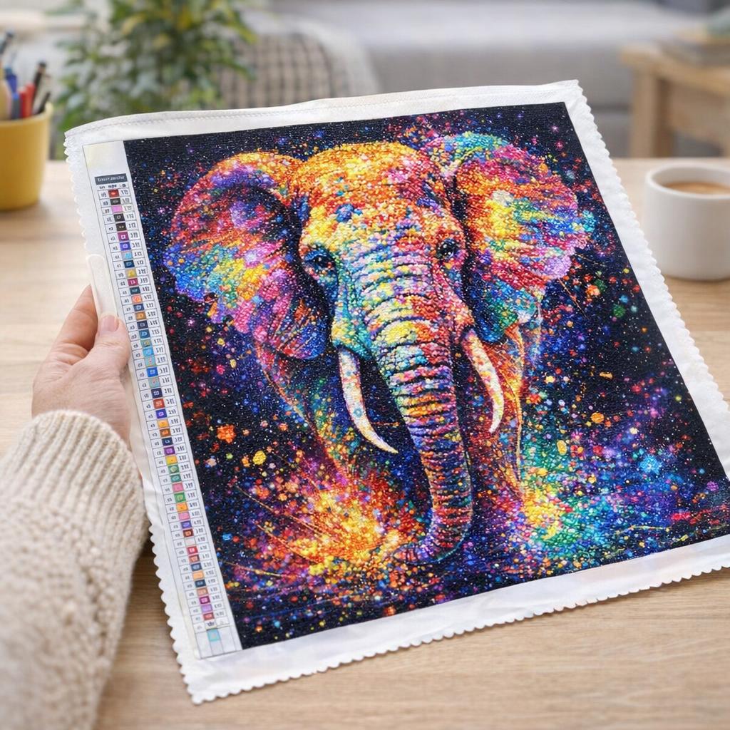 Éléphant couleurs broderie