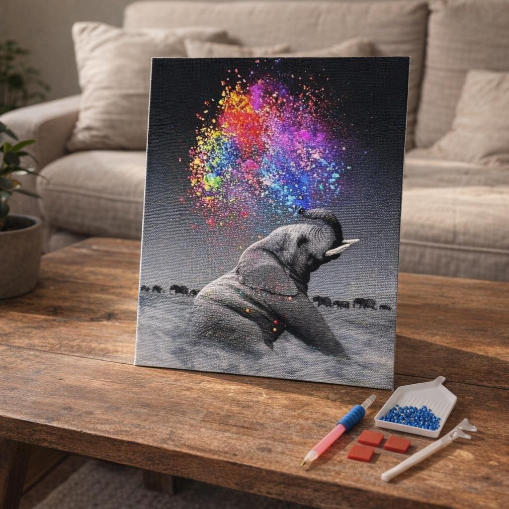 Broderie Diamant - Eléphant et Couleurs