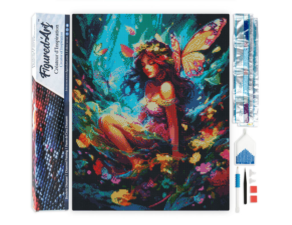 Broderie Diamant - Fée et papillons