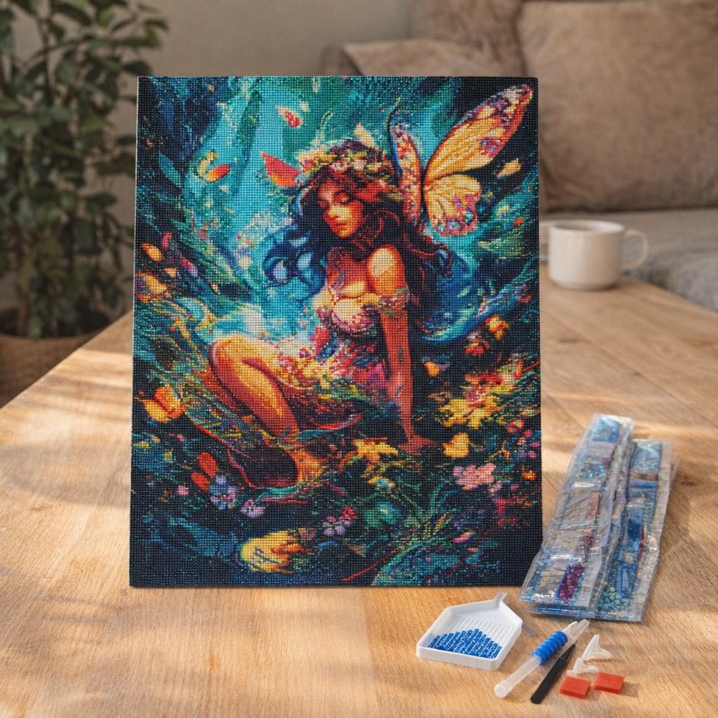 Broderie Diamant - Fée et papillons