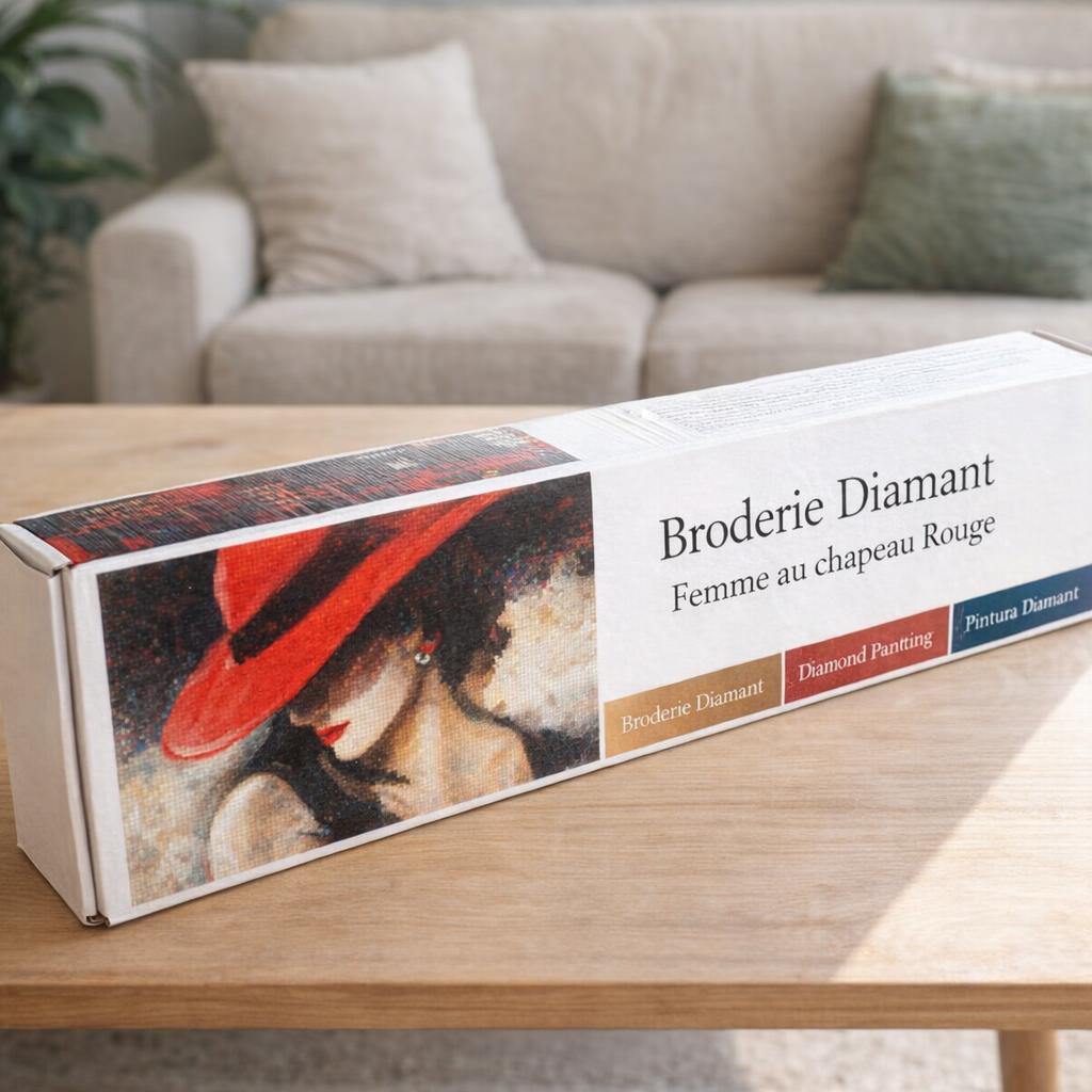 Broderie Diamant - Femme au chapeau Rouge