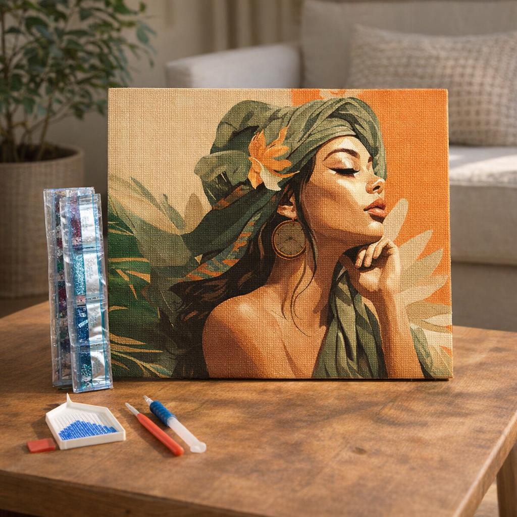 Broderie Diamant - Femme au turban africain