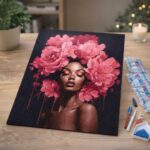 Broderie Diamant - Femme aux cheveux de pivoines