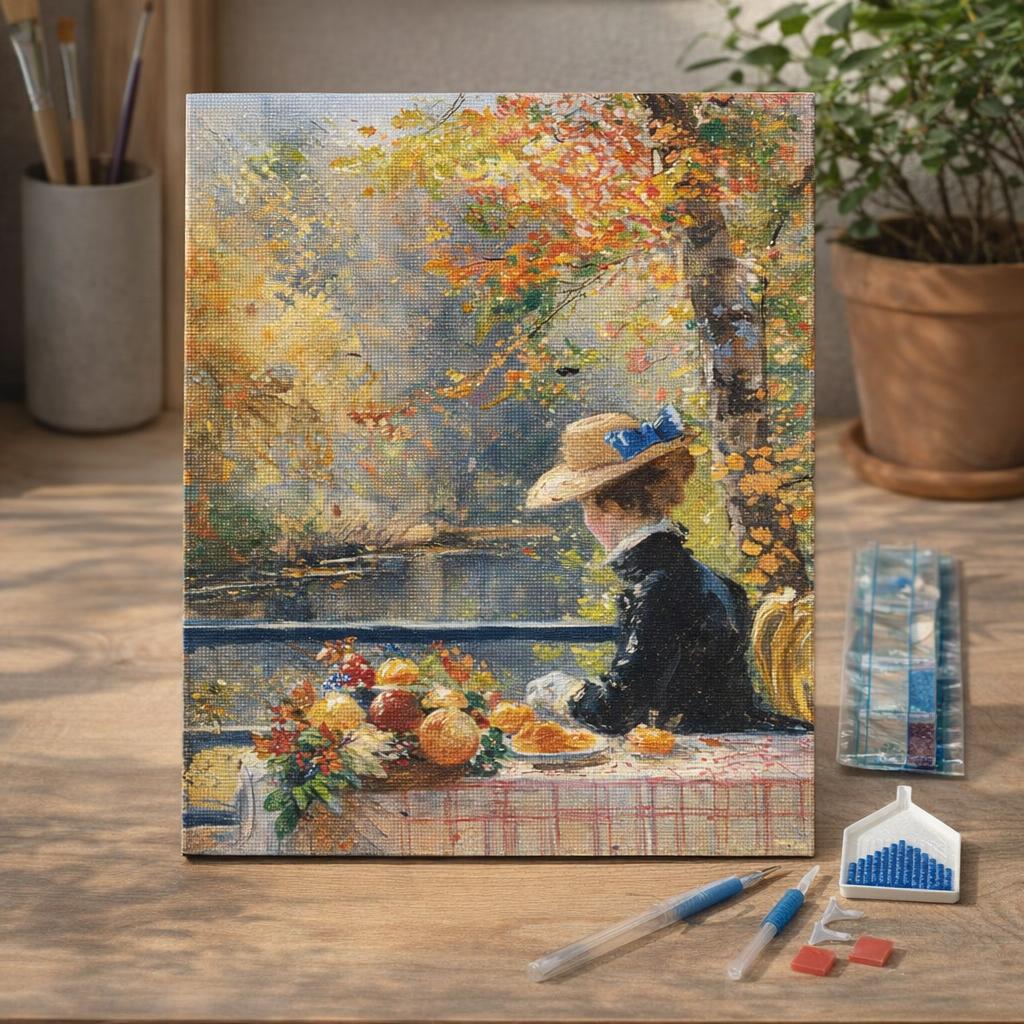 Broderie Diamant - Femme en Automne inspirée de Renoir